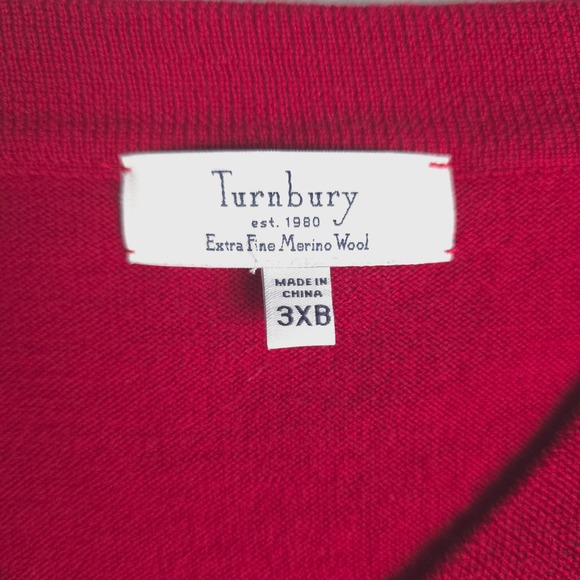 Turnbury Extra Fine Merino Wool Sweater Vest Mens 3XB Sleeveless Red - Picture 2 of 10